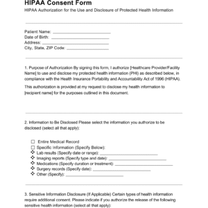 hippa authorization form