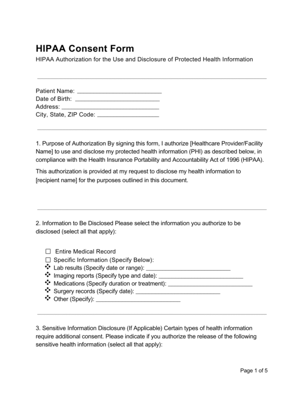 hippa authorization form