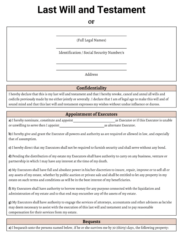 last will & testament